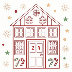 Christmas advent calendar house illustration design element
