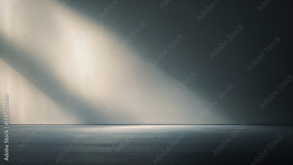 Poster dynamic light and shadow interplay on an empty wall in a minimalist space during daylight hours