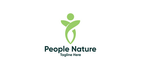 logo design people and nature,leaf,logo design people care,herbal,design symbol,icon,idea,creative.