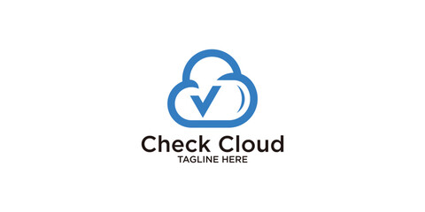 logo design check and cloud,technology design,symbol,icon,idea,creative.