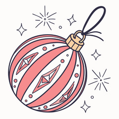 Festive pink christmas ornament isolated on white background