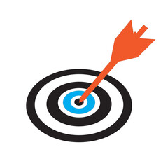 Mission vision icon, silhouettes, value company purpose, strategic target, thin line symbol on white background