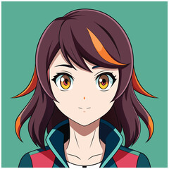 Anime Girl Character Illustration – Japanese Manga Style, Cute Female Anime, Vector Art, Digital Drawing, Manga Girl, Japanese Girl Character, Cartoon Girl, Stylish Anime Girl