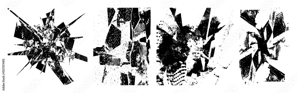 Poster vector dynamic shattered glass fragments create a striking explosion effect.