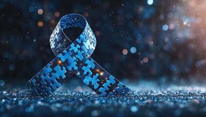 Awareness ribbon with puzzle pieces
