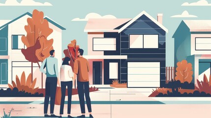 A couple viewing a new house for sale with a real estate agent.