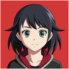 Anime Girl Character Illustration – Japanese Manga Style, Cute Female Anime, Vector Art, Digital Drawing, Manga Girl, Japanese Girl Character, Cartoon Girl, Stylish Anime Girl