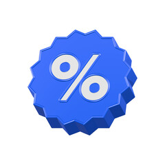 Obraz premium percent sale tag button 3d rendering blue color