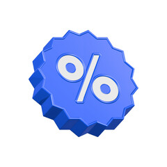 Obraz premium percent sale tag button 3d rendering blue color