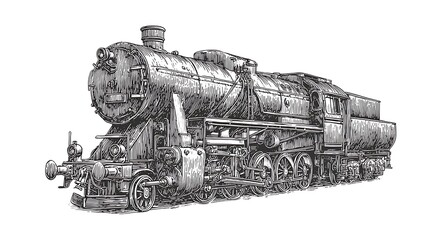 Vintage steam locomotive drawing
