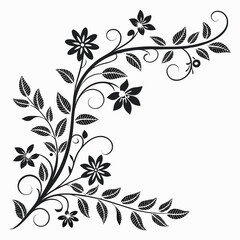 Elegant black and white floral branch design