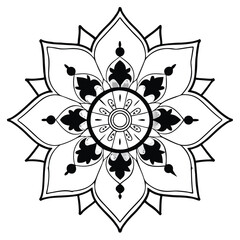 Simple mandala design for coloring. Vector floral mandala. Geometric ornamental mandalas. bold and easy coloring pages, mandala victor. mandala illustration. mandala line art