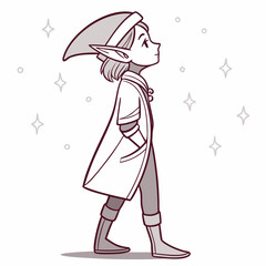 Walking elf girl character design transparent png