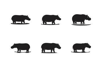 hippopotamus in water vector art silhouette