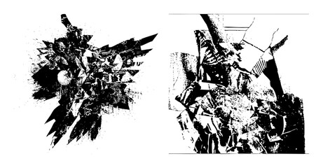 Obraz premium Vector Abstract geometric shapes create a dynamic fragmented composition.
