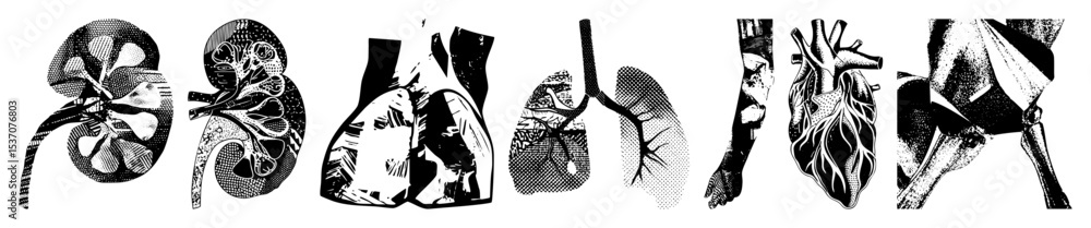 Aufkleber vector detailed anatomical illustrations of internal organs form a striking visual sequence.