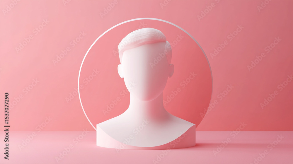 Poster 3d render of a simple social media avatar icon on a soft pink background for profile picture mockup 
