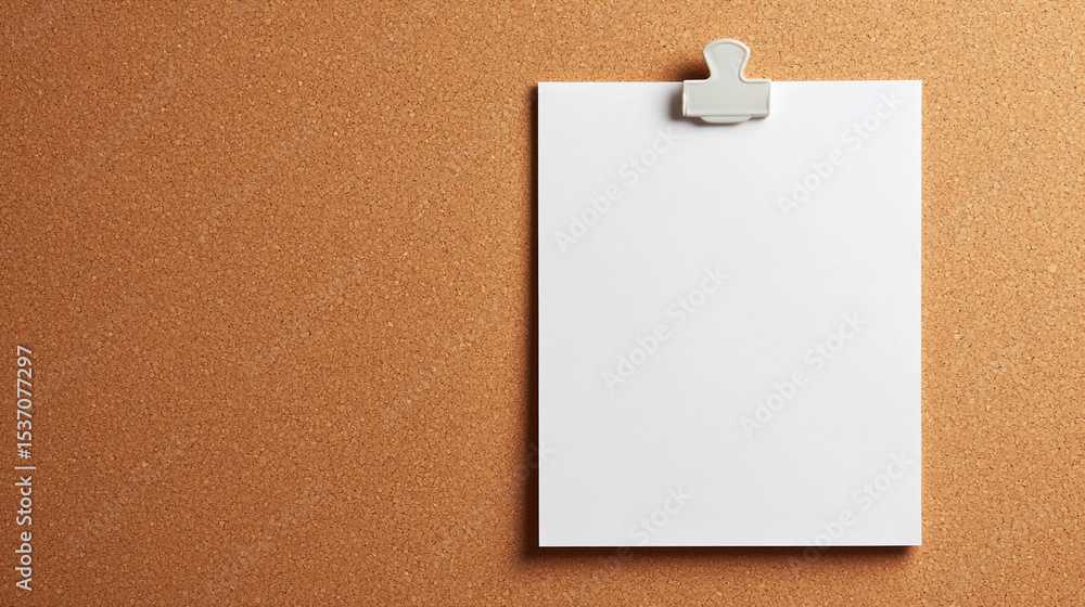 Poster empty a4 paper mockup pinned to a corkboard background for creative presentation and design projects