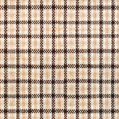 Seamless 4k photo texture material of brown woven cloth with checkered pattern.