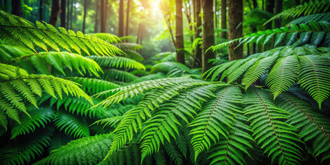 Close-up of tropical foliage with warm light and dew, symbol of freshness, oxygen, and natural balance. Use in eco ads, wellness visuals, green campaigns, nature blogs.