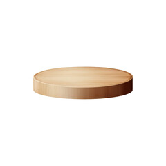 Natural Wooden Cutting Board with Grain Texture and Smooth Edges Isolated on White Background