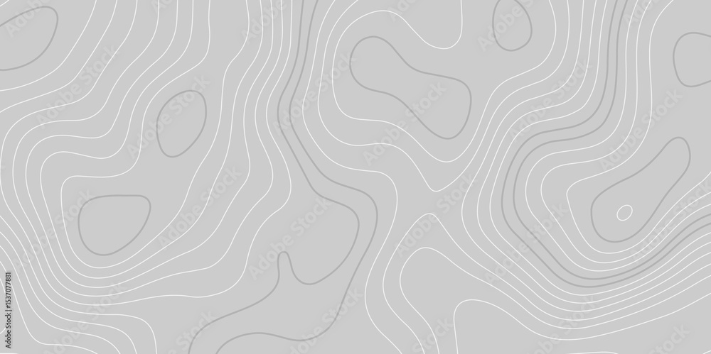 Poster abstract grey topographic contour lines on a smooth background. minimalist elevation map pattern ide