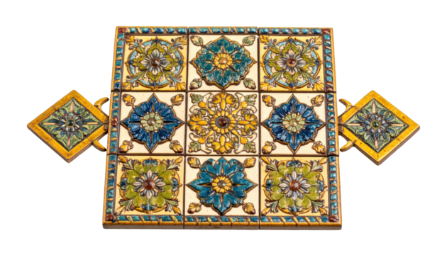 Colorful decorative tile tray