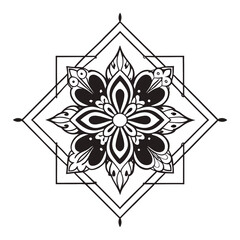 Simple mandala design for coloring. Vector floral mandala. Geometric ornamental mandalas. bold and easy coloring pages, mandala victor. mandala illustration. mandala line art