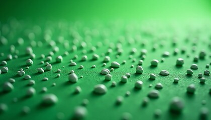 Lime Green Field: Tiny White Droplets Clustering.
