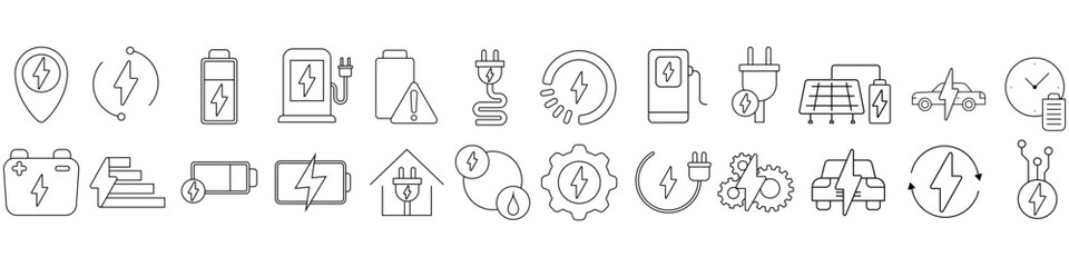 Charger icon vector set. Charging illustration sign collection. Electricity symbol. Powerbank logo.