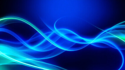Naklejka premium Abstract background with flowing blue and green light trails on dark backdrop