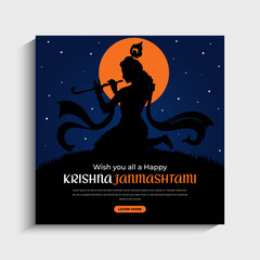 Happy Krishna Janmashtami Social Media Instagram Post Template