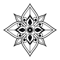 Simple mandala design for coloring. Vector floral mandala. Geometric ornamental mandalas. bold and easy coloring pages, mandala victor. mandala illustration. mandala line art