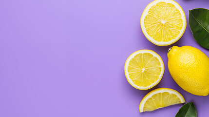 lemon and lime on purple background