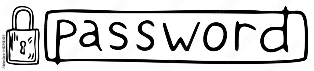 Poster vector password security with lock and text.