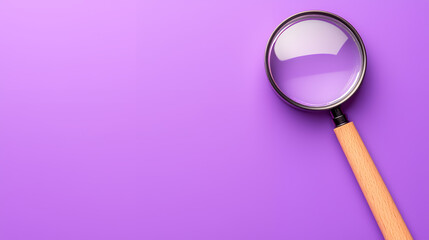 magnifying glass on purple background