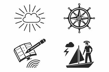 nautical icons set