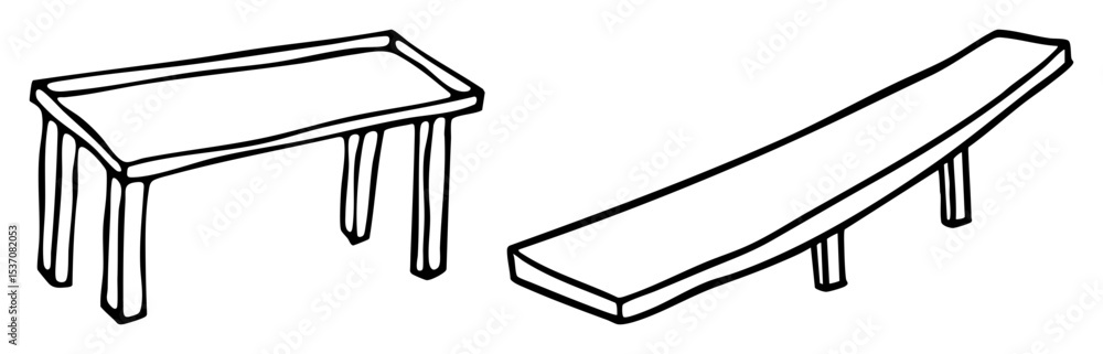 Poster vector simple benches with clean vector shapes.