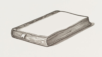Timeless Knowledge: Artistic Woodcut Illustration of Ancient Blank Book for World Book Day. Traditional Cultural Art for Educational Materials, Book Covers, and Literary Events. Versatile Design Eleme