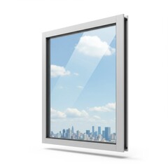 Window with city view isolated on white background. use cases: architecture, construction.