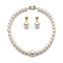 Obraz premium Pearl necklace and earrings isolated on white background for jewelry design