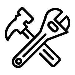 adjustable pliers and hammer croosed icon