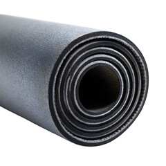 Yoga mat rolled up isolated on a white background