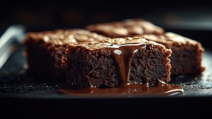 Fudgy chocolate brownies drizzled with melted chocolate