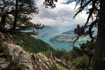Lake Lucerne near Rigi Hochflue in Central Switzerland on a beautiful summer day