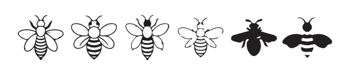 Cute Cartoon Bee line icon. Vector Illustration eps 10