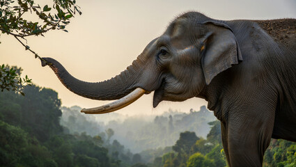 Obraz premium Wild Elephant in Natural Habitat – Symbol of Strength and Wisdom