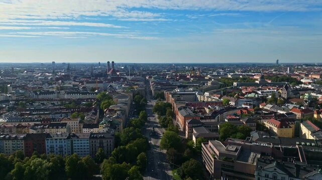 Aerial view o the Maxmonument prominently at the center of Maximilianstra&szlig;e
