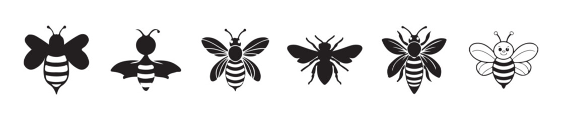 Cute Cartoon Bee line icon. Vector Illustration eps 10