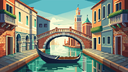 Pixel Art of Venice City – Romantic Italian Water City in Pixel Style © revpy
